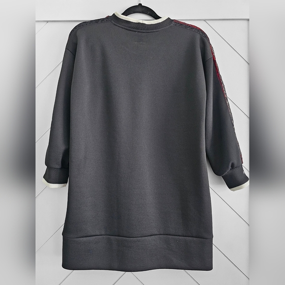 041. Pinko Buono Black/Lace/Red Striped Mini Dress - Picture 5 of 6